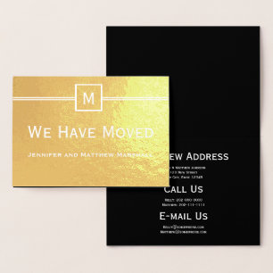 Elegant Black, White and Gold Moving Announcement