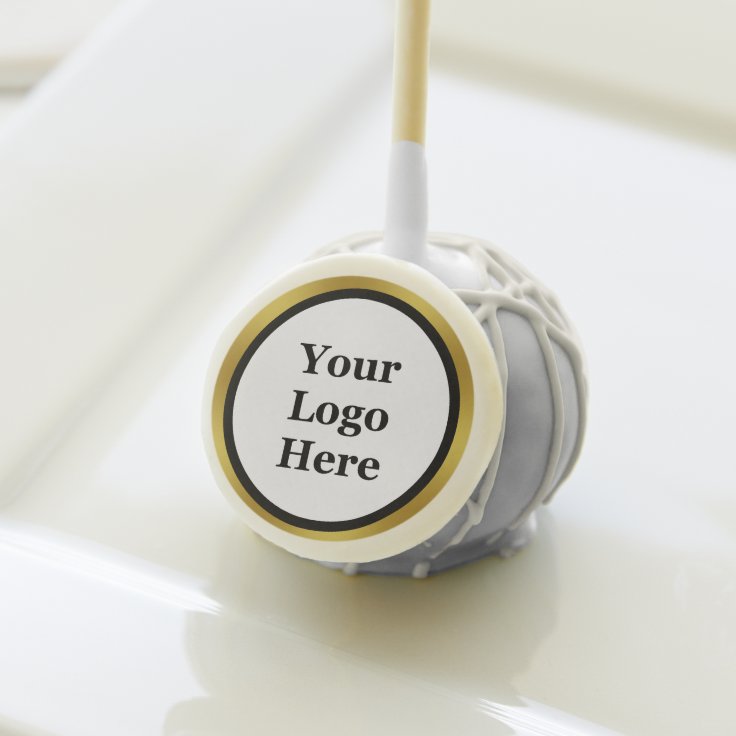 Elegant Black White and Gold Your Logo Here Cake Pops | Zazzle