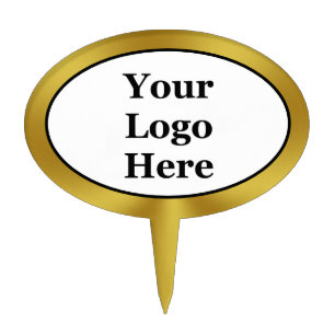 Elegant Black White and Gold Your Logo Here Cake Topper