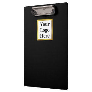 Elegant Black White and Gold Your Logo Here Clipboard
