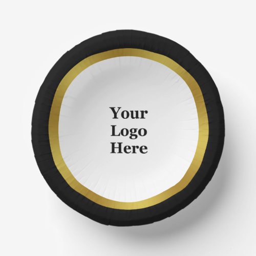 Elegant Black White and Gold Your Logo Here Paper Bowls