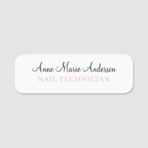 Elegant Black White and Pink Professional Name  Tag