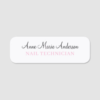 Elegant Black White and Pink Professional Name Tag