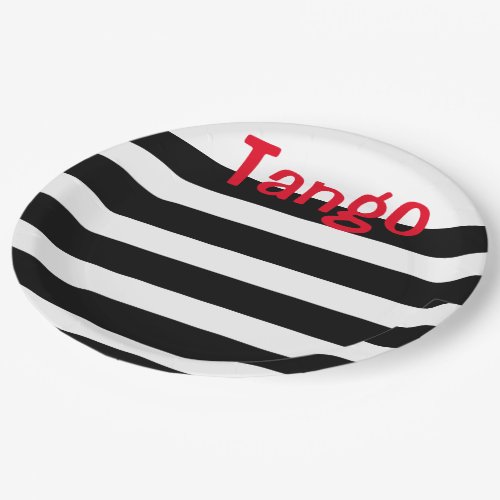Elegant Black White and Red Tango Paper Plates