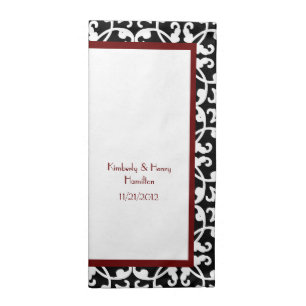 Elegant Black, White, and Red Wedding Napkins