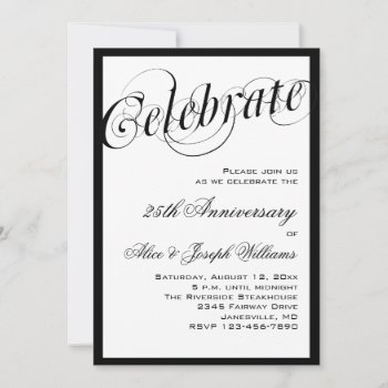 Elegant Black & White Anniversary Party Invitation by Joyful_Expressions at Zazzle