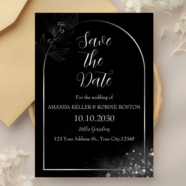 Elegant Black & White Arch Save the Date Invitation (Creator Uploaded)