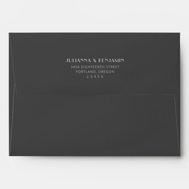 Elegant Black White Art Deco Modern Return Address Envelope (Back (Top Flap))