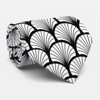 elegant black white art Deco pattern  Neck Tie