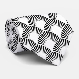 elegant black white art Deco pattern Neck Tie