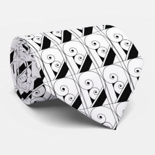 elegant black white art Deco pattern Neck Tie