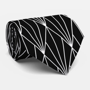 elegant black white art Deco pattern Neck Tie