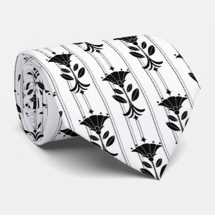 elegant black white art Deco pattern Neck Tie
