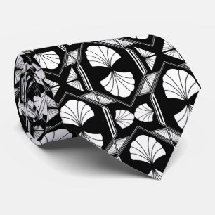 elegant black white art Deco pattern Neck Tie