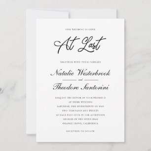 Elegant Black White At Last Our Wedding Invitation