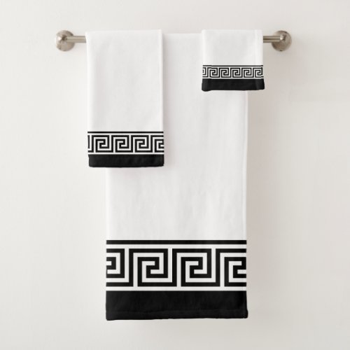 Elegant Black  White Bath Towel Set