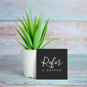 Elegant Black & White Beauty Minimalist Salon Referral Card