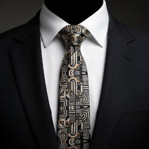 Elegant Black White Beige Neck Tie