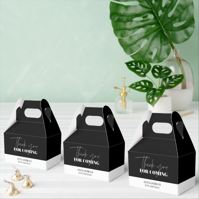 Elegant Black White Birthday Thank you Favor Boxes (Multiple)