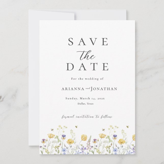 Elegant Black White Boho Photo Collage Wedding Save The Date (Front)