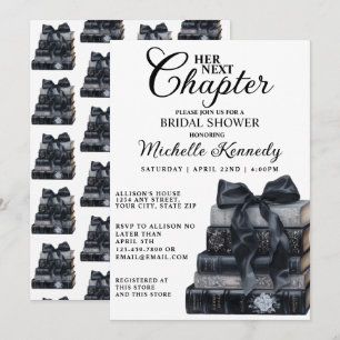 Elegant Black & White Book Themed Bridal Shower  Invitation