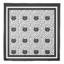 Elegant Black White Border Cat pattern Personalize