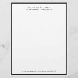 Elegant Black White Border Office Professional Letterhead