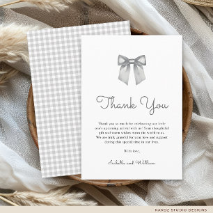 Elegant Black White Bow Baby Shower Thank You Card