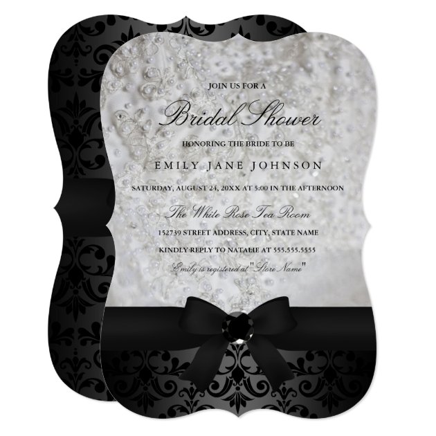 Elegant Black & White Bow Bridal Shower Invitation