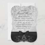 Elegant Black &amp; White Bow Bridal Shower Invitation at Zazzle