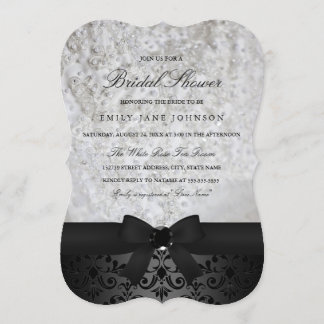 Elegant Black & White Bow Bridal Shower Invitation