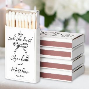 Elegant Black White Bow Wedding Matchboxes