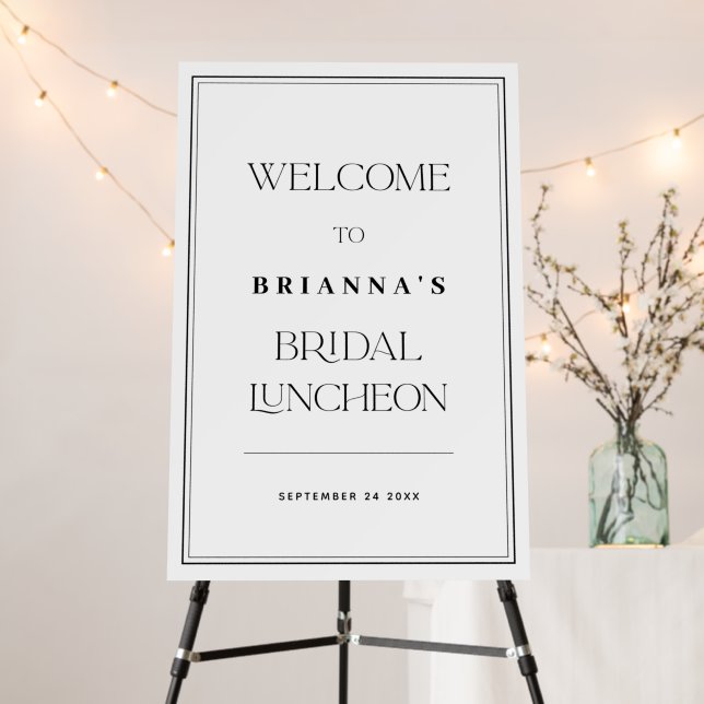 Elegant Black White Bridal Luncheon Welcome Foam Board (In Situ (Stand))