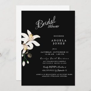 Elegant Black & White Bridal Shower Matte Invitation