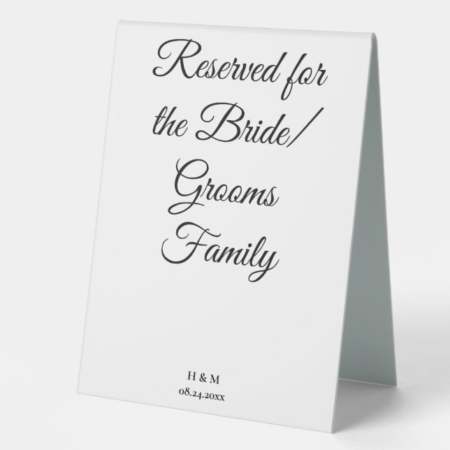 Elegant Black & White Bride/Groom table Card Tent (Front)