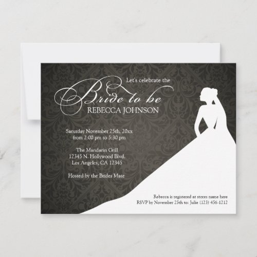 Elegant black &amp; white 'Bride to Be' bridal shower Personalized Announceme...