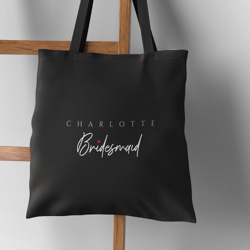 Elegant Black  White Bridesmaid Gift Tote Bag