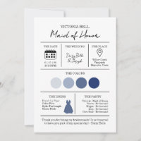 Elegant Black & White Bridesmaid Information Card