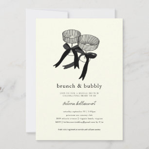Elegant Black White Brunch Bubbly Bridal Shower  Invitation