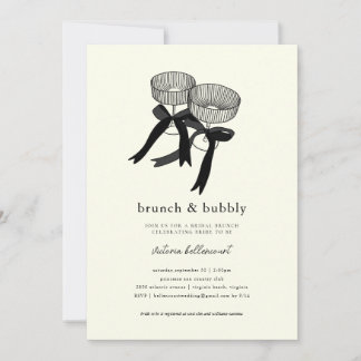 Elegant Black White Brunch Bubbly Bridal Shower Invitation