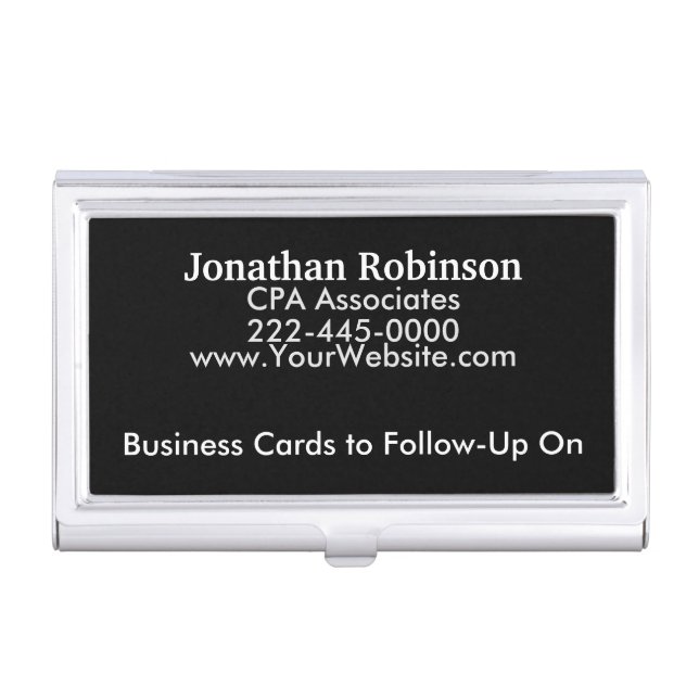 Elegant Black White Business Cards Follow-Up Case (Front)