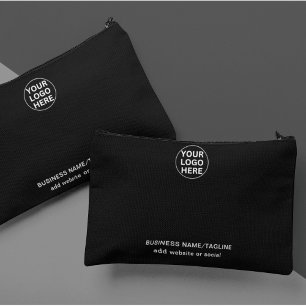 Elegant Black & White Business Logo Promotional Accessory Pouch