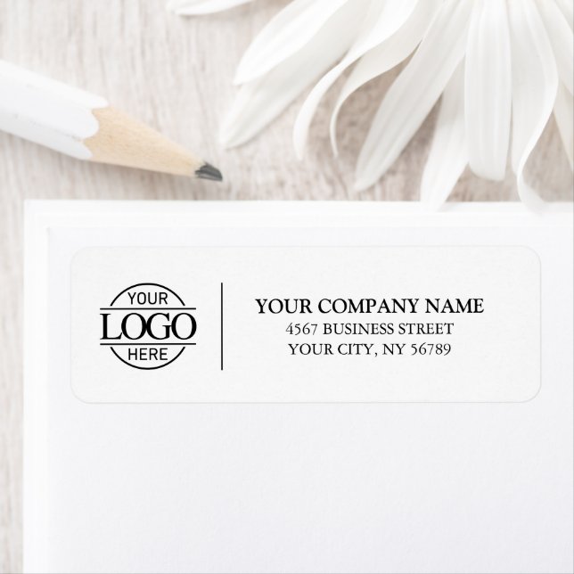 Elegant Black & White Business Logo Return Address Label (Insitu)