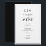 Elegant Black & White Calligraphy Monogram Menu<br><div class="desc">Planning a wedding can be a stressful process, but don't let the menus be one of your worries. Introducing the Elegant Black & White Calligraphy Monogram Wedding Menu. This modern, formal, yet elegant menu will have all eyes on the table! Guests will marvel at the 5.5"x 8.5" menu that features...</div>