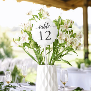 Elegant Black & White Calligraphy Table Number Balloon