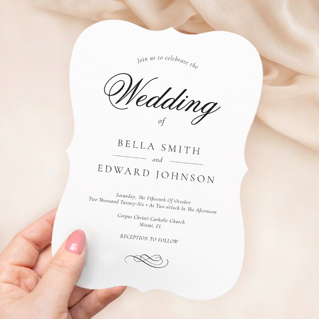 Elegant Black White Calligraphy Wedding Invitation (Creator Uploaded)