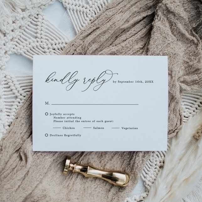 Elegant Black White Calligraphy Wedding RSVP Card (Creator Uploaded)