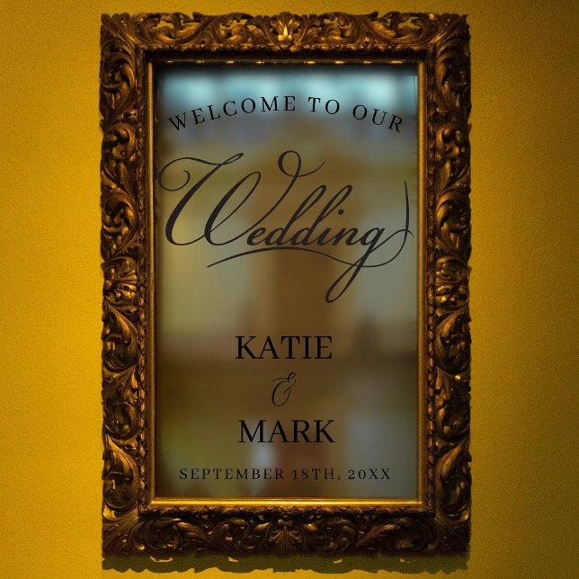 Elegant Black White Calligraphy Wedding Sign Decal (Elegant Black White Calligraphy Wedding Sign Decal)