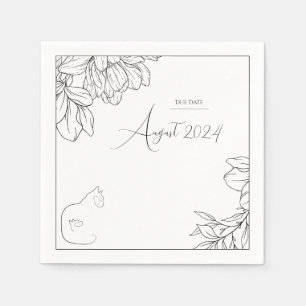 Elegant Black & White Cat Lover Baby Shower Napkins