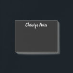 Elegant black white chalkboard style custom small post-it notes<br><div class="desc">Elegant black and white chalkboard style custom small Post-it Notes. Black background with vintage brush script typography template. Hand lettering font design. Handy for doodles,  Christmas labels,  office notes and more.</div>